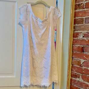 City Chic off the shoulder white lace dress size S